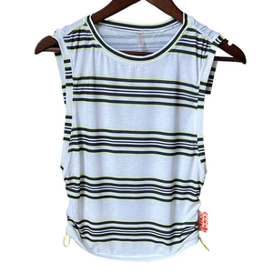 NWT Free People Movement Sport Mode Muscle Tank Top Striped White Black Yellow